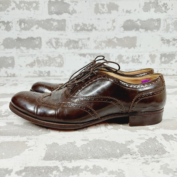 Neiman Marcus Shoes - Neiman Marcus Brown Leather Wingtip Brogue Lace Up Oxford Shoe